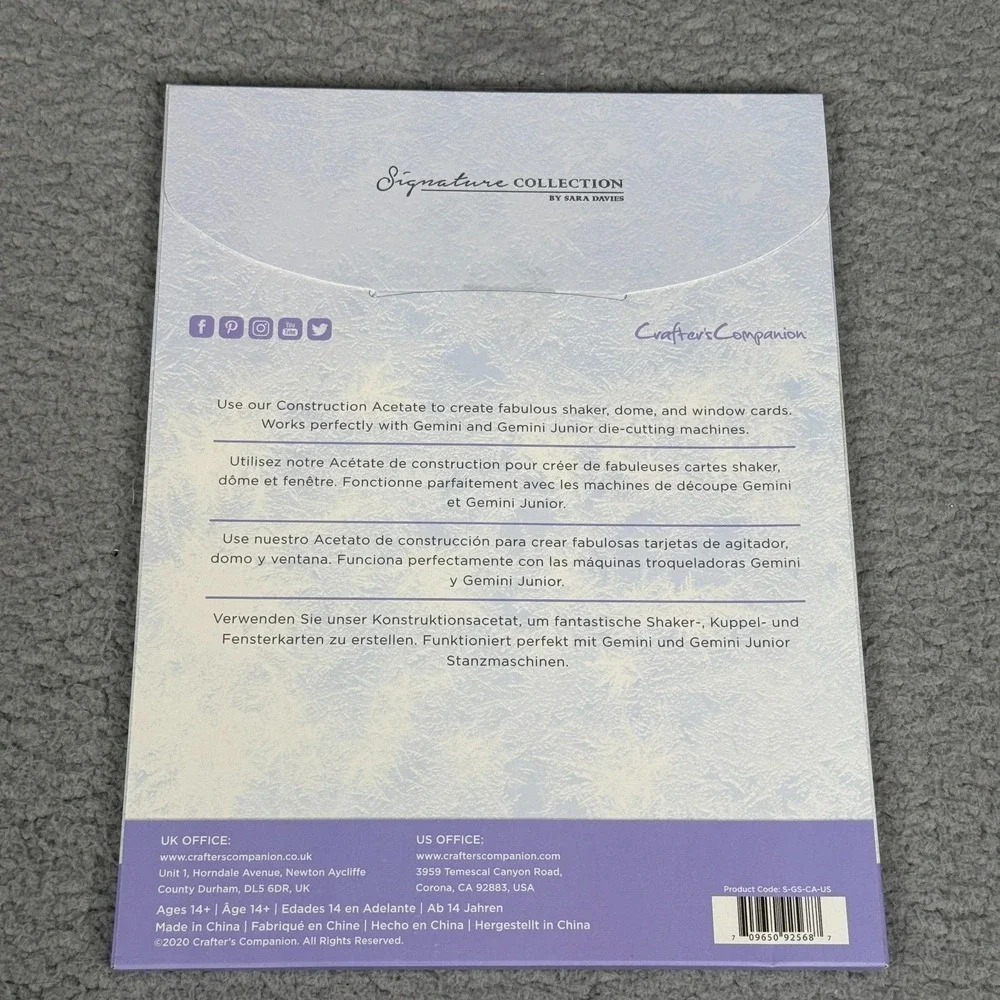 Crafters Companion Glittering Snowflakes Paper Pack Lot 8.5x11 Cardstock Acetate
